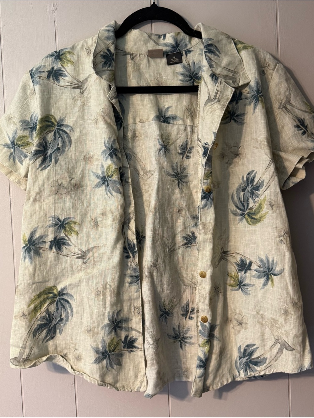 Vintage Koret Sport Hawaiian Linen Button Front Shirt Women’s Size 14 USA